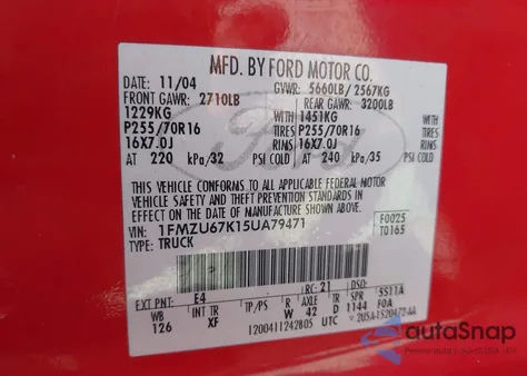 2005 Ford Explorer Sport Trac Adrenalin/Xls/Xlt z USA, uszkodzony, nr VIN 1FMZU67K15UA79471